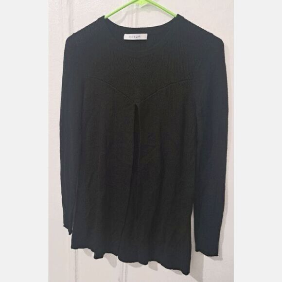 Kokun Womens Small Split Open Front BAMBOO Cashmere Soft Sweater Black - Picture 1 of 8